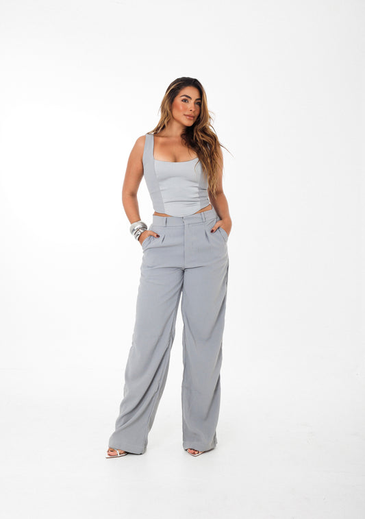 Calça Bella - Crepe cinza