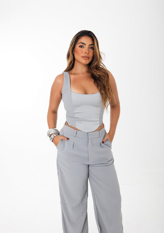 Calça Bella - Crepe cinza