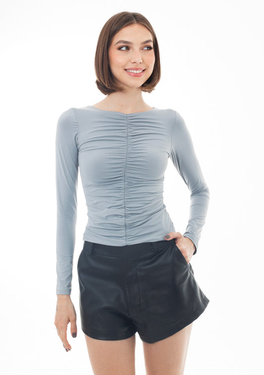 Manga longa Greta - Cinza