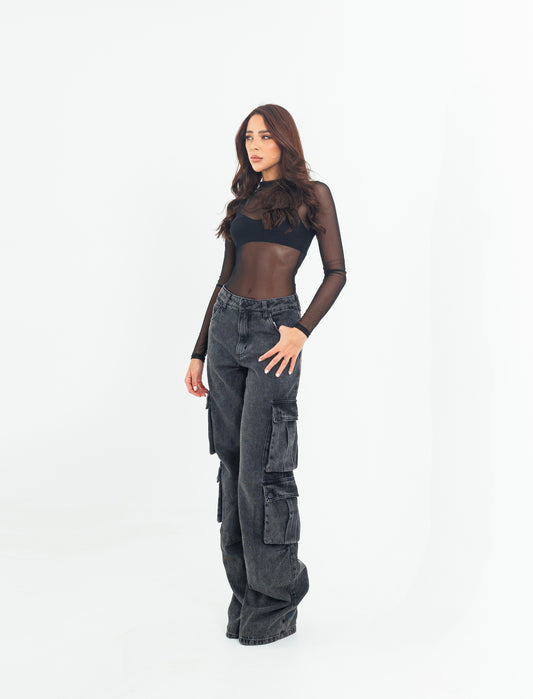 Jeans Cargo - Lavagem escura